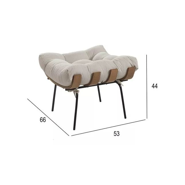 Poltrona + Puff Costela Linho Bege 1053 House Deccor 