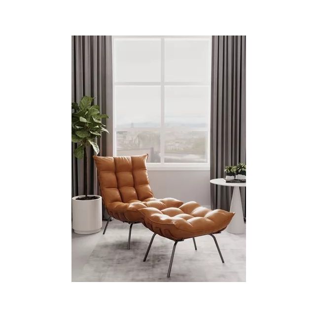 Poltrona + Puff Costela Recouro Nice Terracota House Deccor 