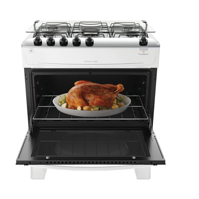 Fogão 5 Bocas Atlas Mônaco Automático Branco Mesa de Inox