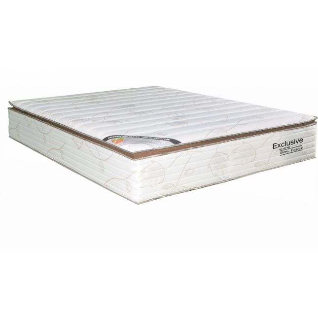 Colchão Casal Molas Pocket Exclusive 138X188X32 Creme/Marrom 1134 Bom Pastor