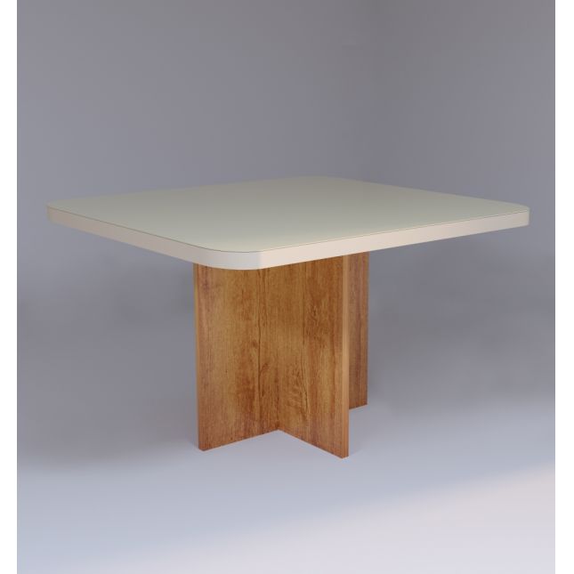 Mesa NovoLare 90X90 MDF Vidro Naturale/Off White Bom Pastor