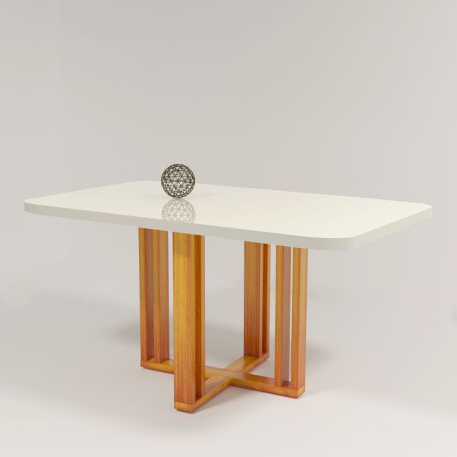 Mesa Sentra 160X80 MDF Vidro Naturale/Off White Bom Pastor
