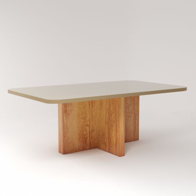 Mesa Parma Premium 180X90 MDF Vidro Naturale/Perola Bom Pastor