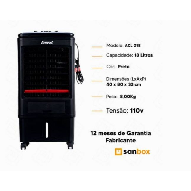 Climatizador de Ar ACL018 Amvox 3 em 1 18L Preto 110V