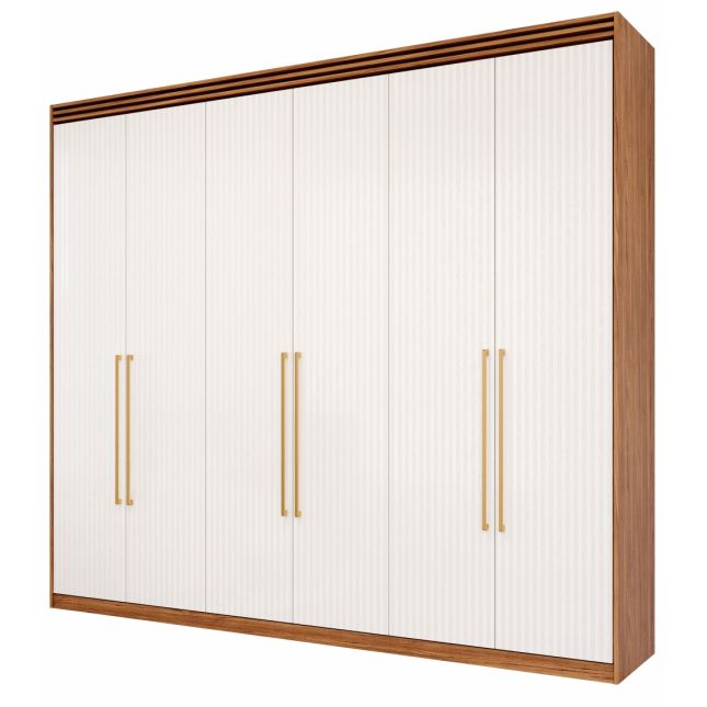 Guarda Roupas Aurora 2.62m 6 portas de abrir MDF Cinamomo/Grafiato Panan