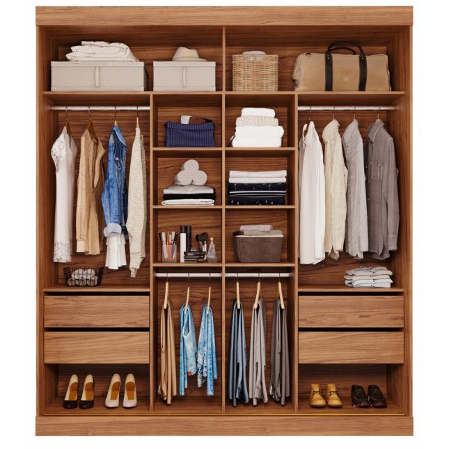 Guarda Roupa Flora 2,02m 2 portas de correr c/ espelho MDF Cinamomo / Off White Panan
