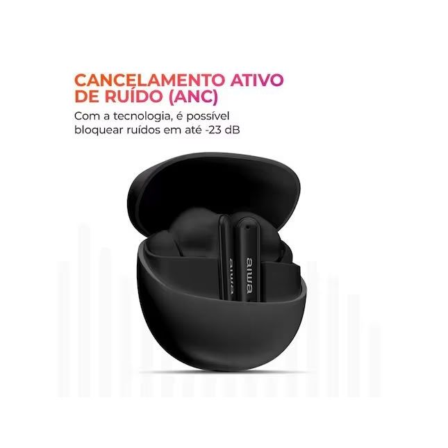 Fone de Ouvido Bluetooth 5.4 Aiwa AWS-EB-04-B Ipx4