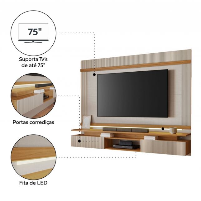 Painel NT1370 2,10m para TV de 75