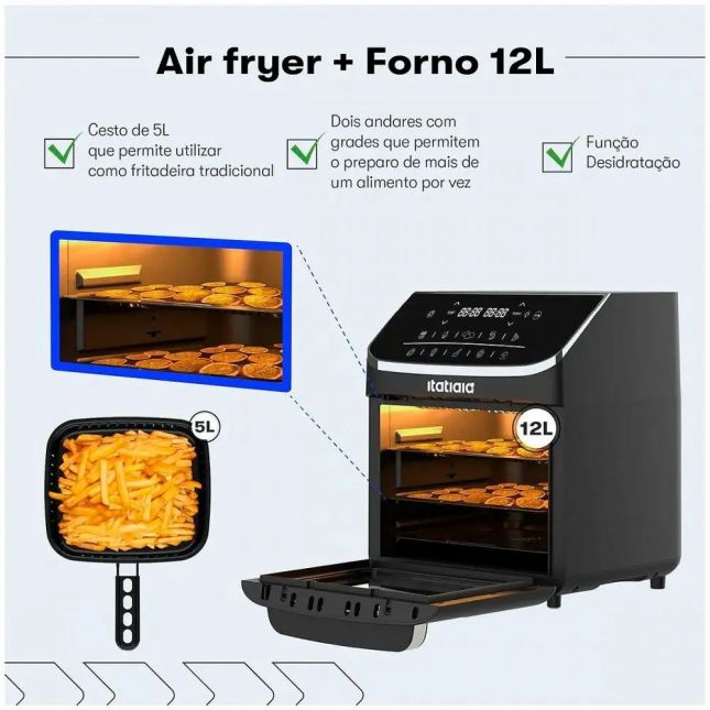 Air Fryer Fritadeira Elétrica/Forno Itatiaia Digital 12L AFITA1004 1900W 110V 