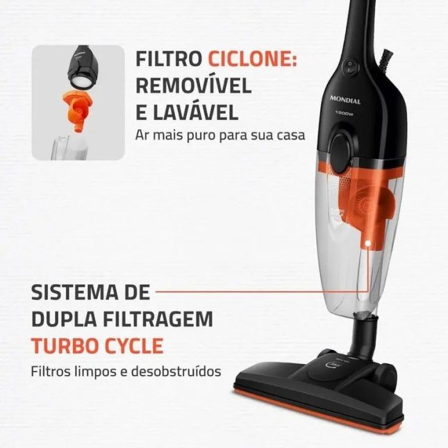Aspirador de Pó Vertical Mondial Ap-40-b Turbo Cycle  Preto/Laranja 60hz 1500W  110V