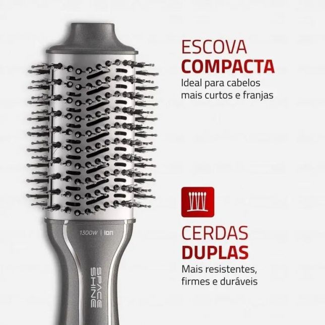 Escova Secadora Space Shine Mondial Grafite 1300W Bivolt - ES-20