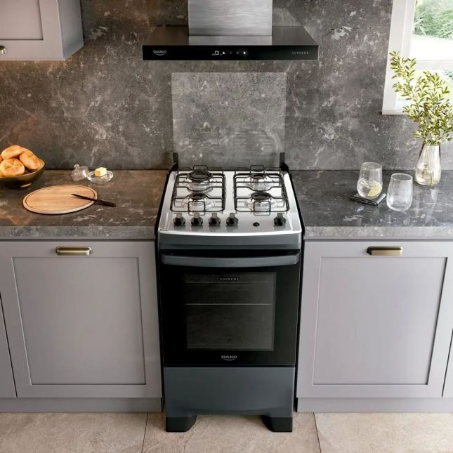 Fogão 4 Bocas Titanium com Mesa Inox Dako Novo Supreme Bivolt