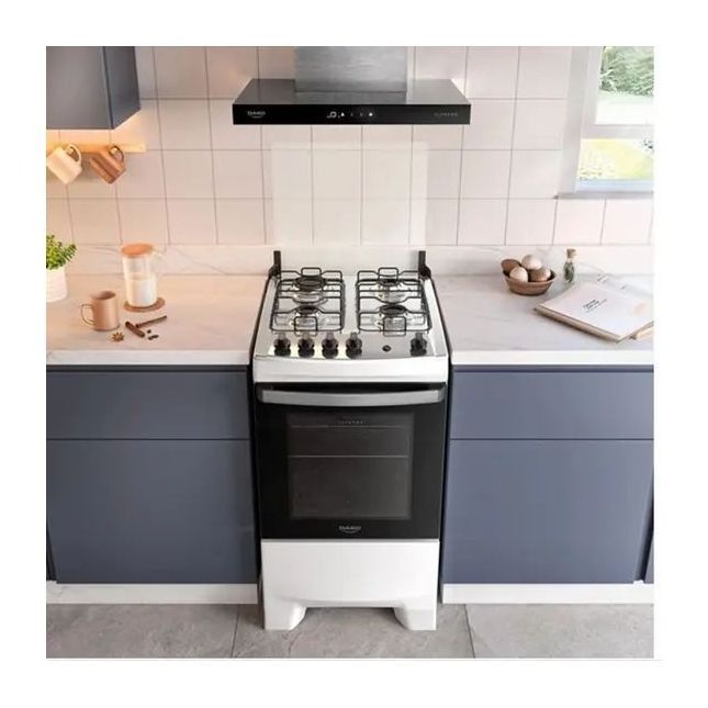 Fogão 4 Bocas Dako Supreme a Gás Automático Branco Mesa Inox