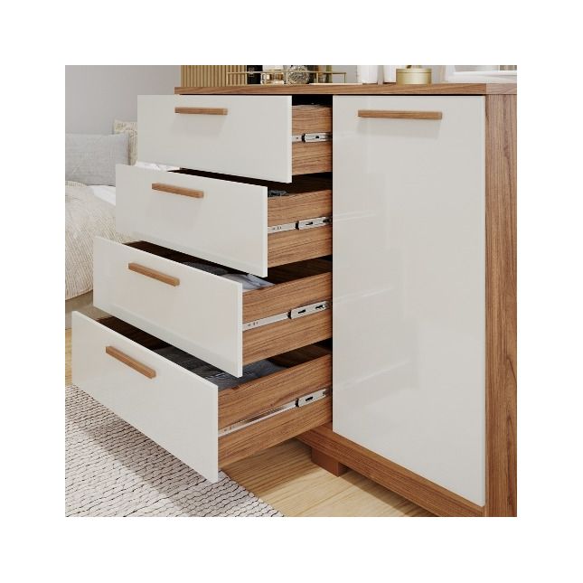 Cômoda Malu 4 Gavetas 2 Portas Cinamomo/Off White Panan