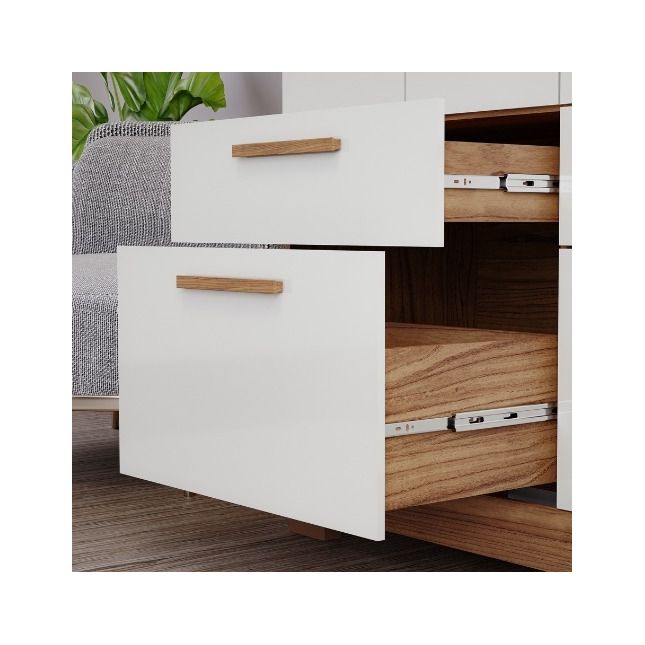Guarda Roupas Porto 1,28m 5 Portas 3 Gavetas Cinamomo/Off White Panan