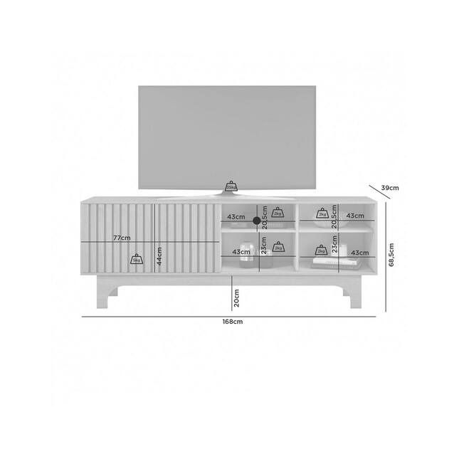 Rack Sereno 1,68m Cinamomo/Off White JCM Móveis