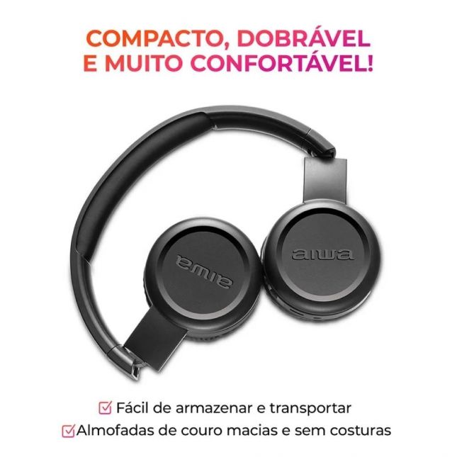 Fone de Ouvido Aiwa HP-03-B Bluetooth Driver 30mm Headphone