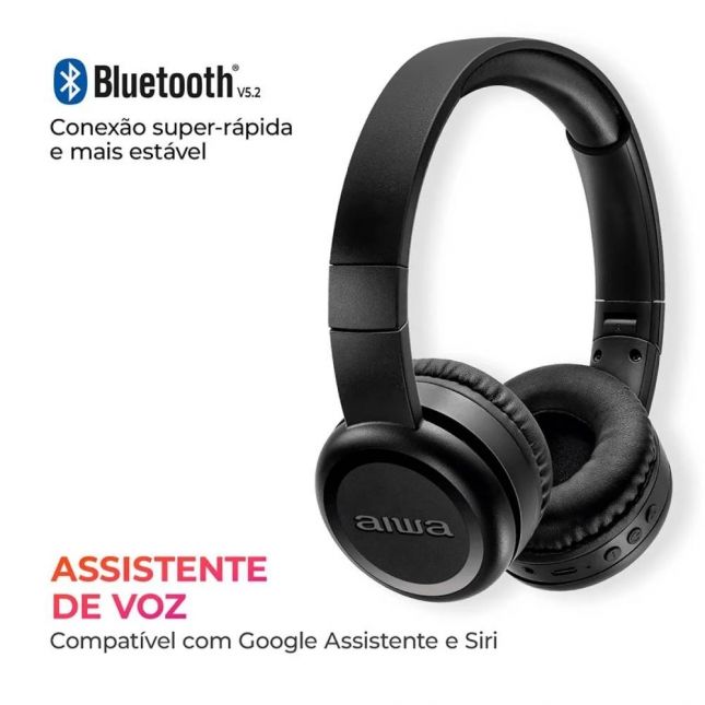Fone de Ouvido Headphone AIWA HP-03-B Bluetooth Driver 30mm