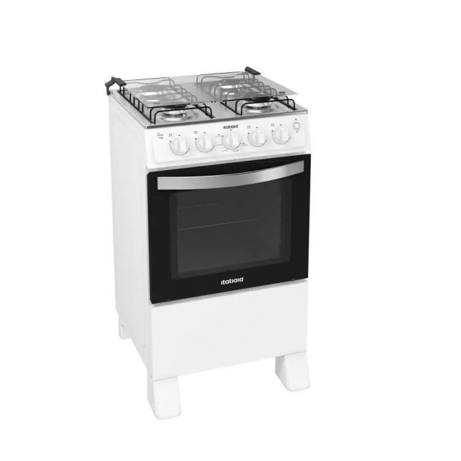 Fogão 4 Bocas Itatiaia Waves New Acend. Automático Branco Mesa Inox Bivolt