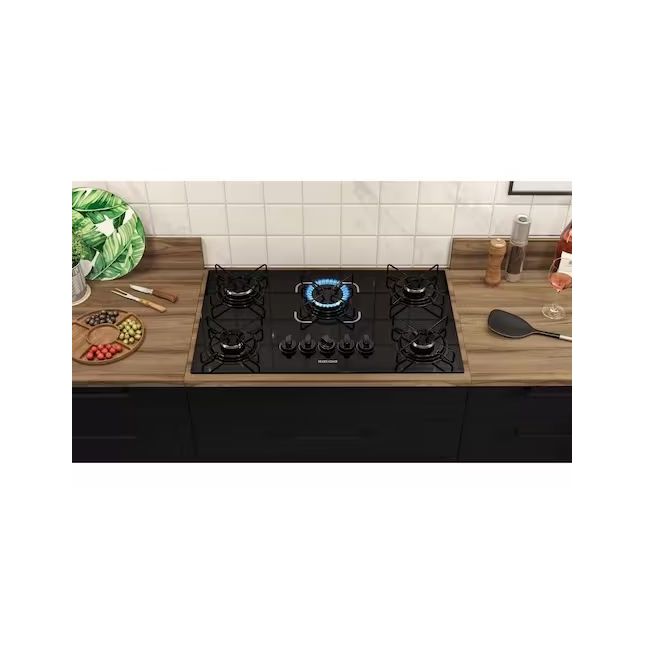 Cooktop 5 Bocas Itatiaia Essencial Vidro Temperado Preto Bivolt