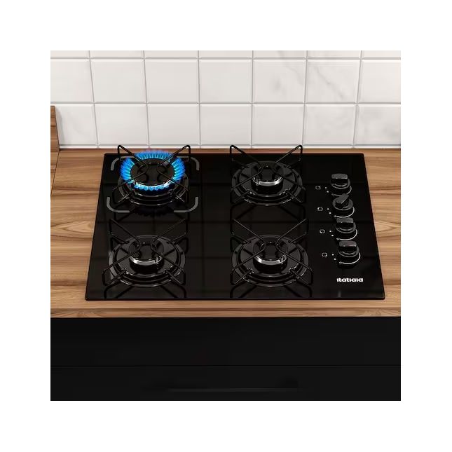 Cooktop 4 Bocas Itatiaia Essencial a Gás  com Acendimento Automático Bivolt - Preto