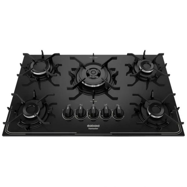 Cooktop 5 Bocas Itatiaia Itamaster Tripla Chama Vidro Temperado Preto Bivolt
