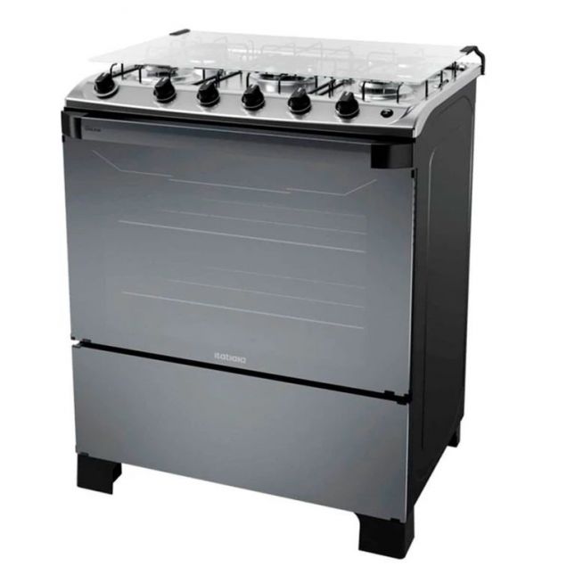 Fogão 5 Bocas Itatiaia New Dream Acend. Automático Preto Mesa de Inox Bivolt