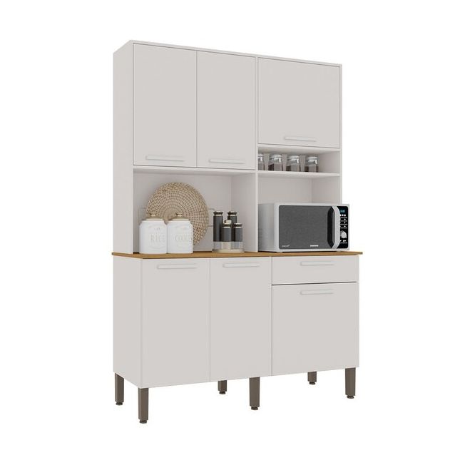 Armário Madeira Kit New Siena 1,40m Branco Salleto