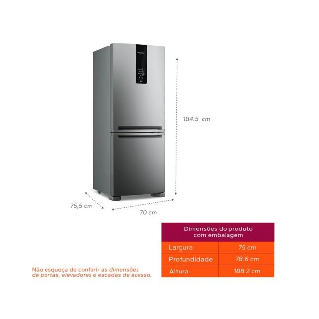 Geladeira Brastemp  Inverse BRE57FK F.FREE INOX 2P 447L 110V