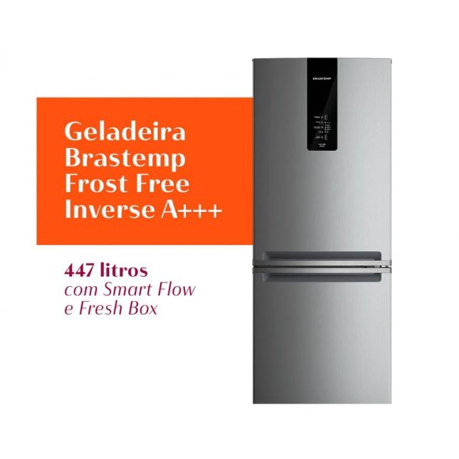 Geladeira Brastemp  Inverse BRE57FK F.FREE INOX 2P 447L 110V