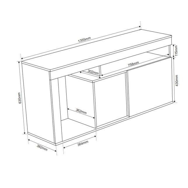 Rack Lugano 1,36m p/ Tv de 55