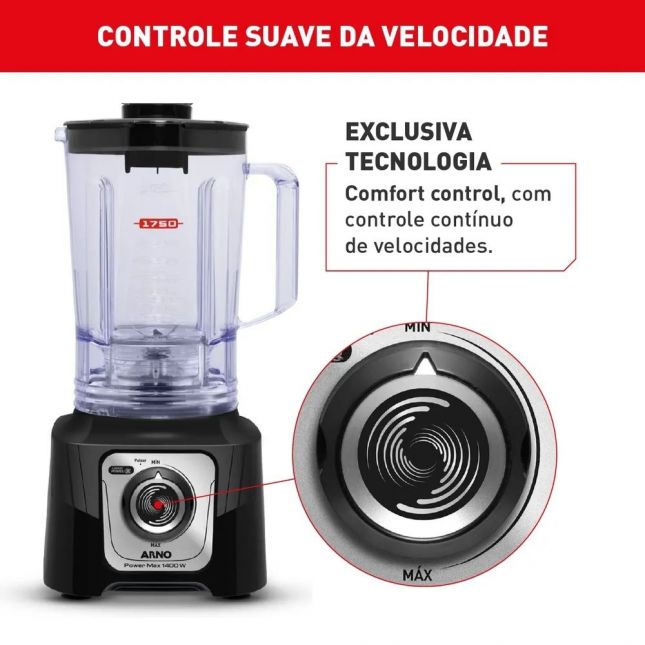 Liquidificador Arno Powermax 1400W Preto LN65 127V