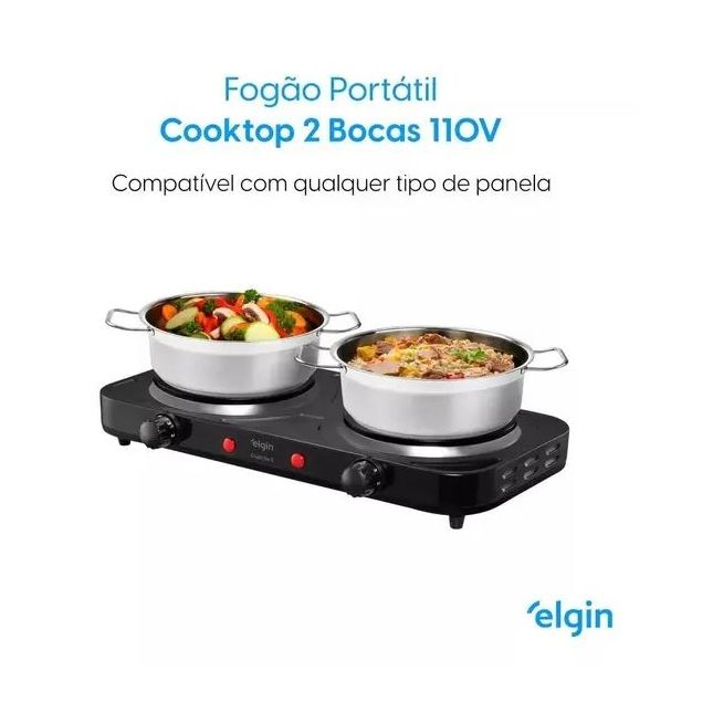 Fogão Elétrico Cooktop Portátil 2 Bocas - 2.000W 110V