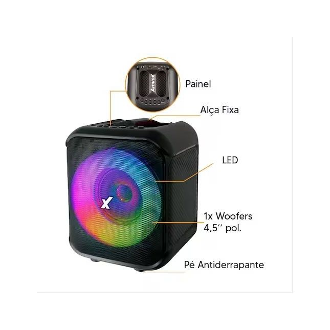 Caixa De Som Amplificada Amvox Aca 150 Pop Bluetooth FM 150w- Bivolt