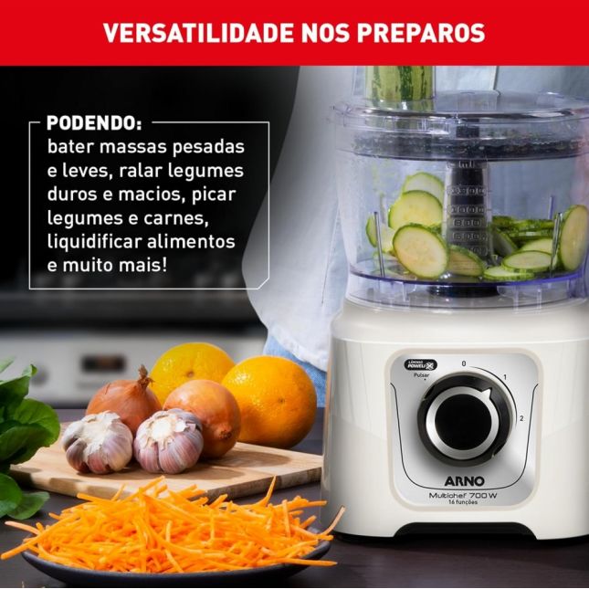 Multiprocessador Arno Multichef 700W MP62 16 Funções Marfim 4 Acessórios ‎110