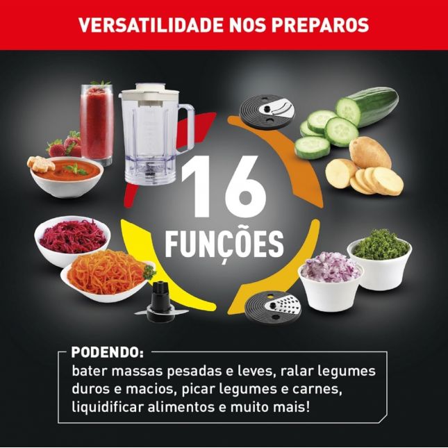 Multiprocessador Arno Multichef 700W MP62 16 Funções Marfim 4 Acessórios ‎110