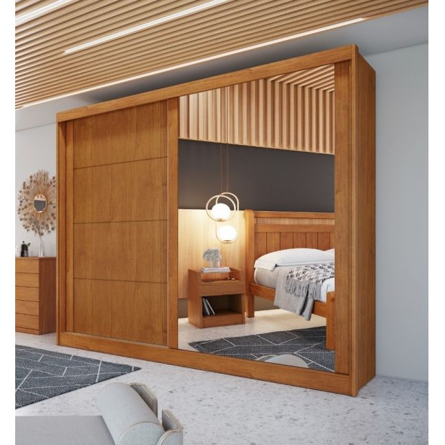 Guarda Roupas Viena 2.03m 2 portas c/ espelho Nature Bianchi