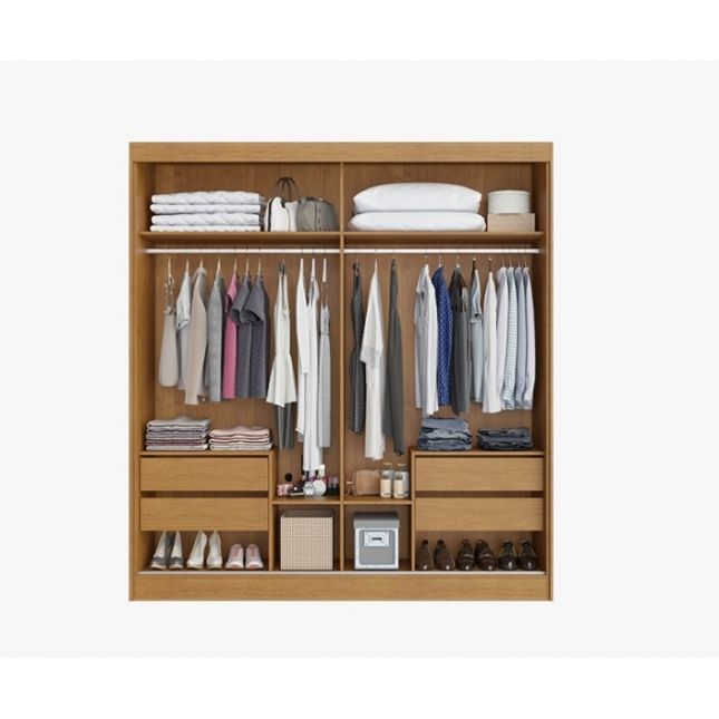 Guarda Roupas Viena 2.03m 2 portas c/ espelho Nature Bianchi