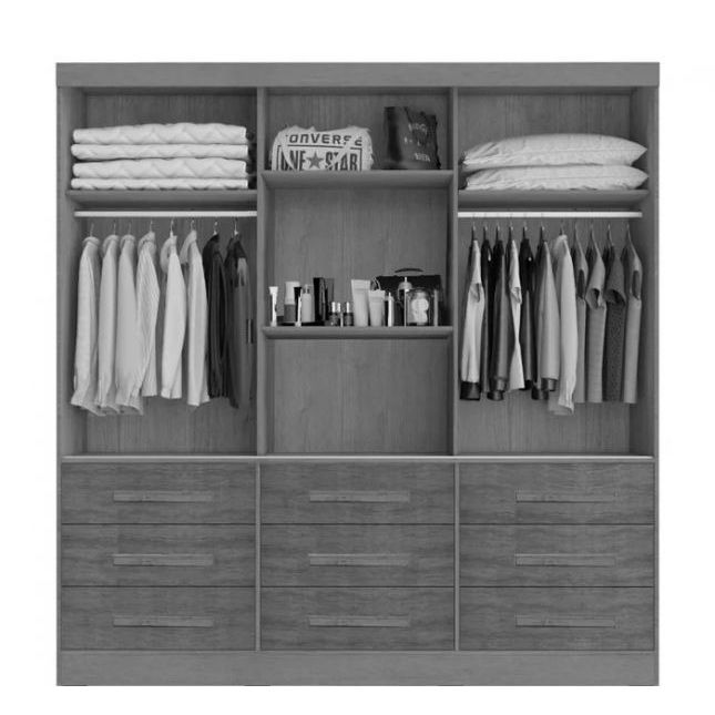 Guarda Roupas Athenas 1.80m 3 portas c/ espelho Nature Bianchi