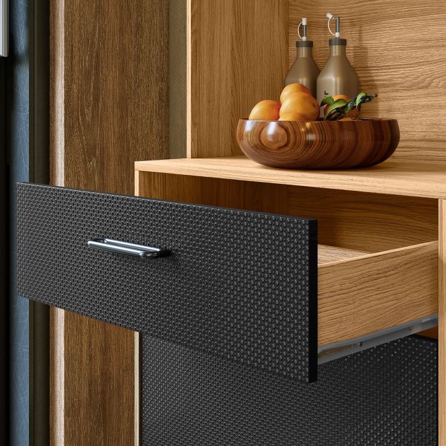 Armário Madeira Kit Erva Doce 90cm Freijó/Preto Nicioli