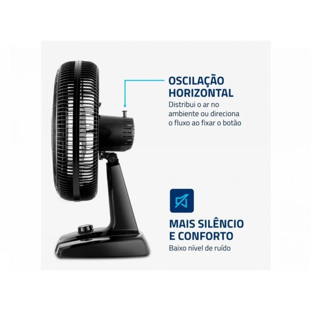Ventilador  Mesa Mondial Turbo NVT-40-8P-B 40cm 8 Pás 3 Velocidades 127v 140W
