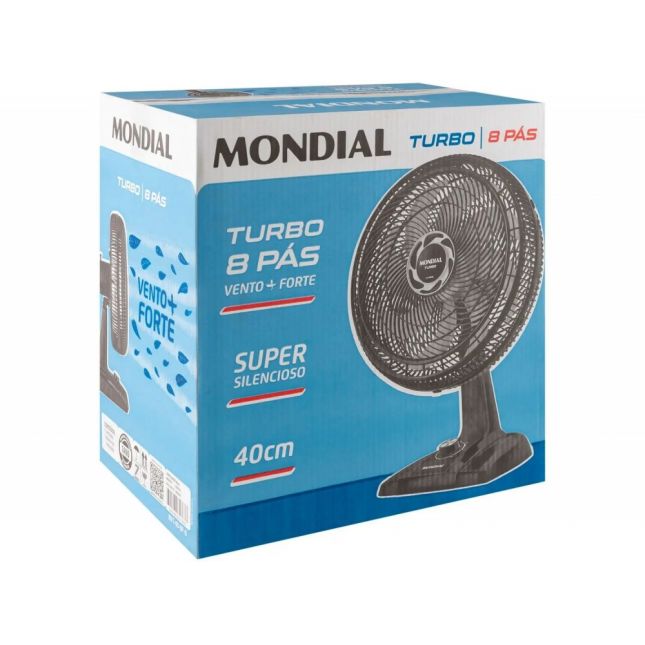 Ventilador  Mesa Mondial Turbo NVT-40-8P-B 40cm 8 Pás 3 Velocidades 127v 140W