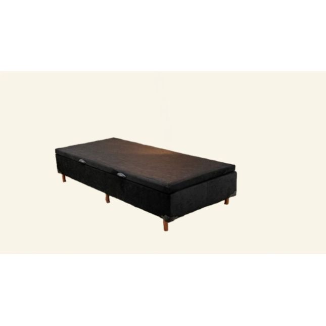 Box Baú Solteiro Carioca Blindado 88x188x30cm Suede Preto Bioflex