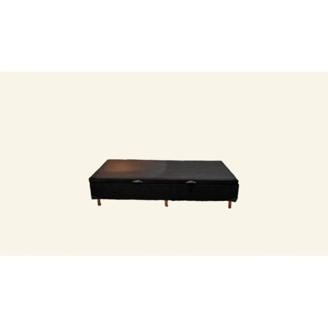 Box Baú Solteiro Carioca Blindado 88x188x30cm Suede Preto Bioflex