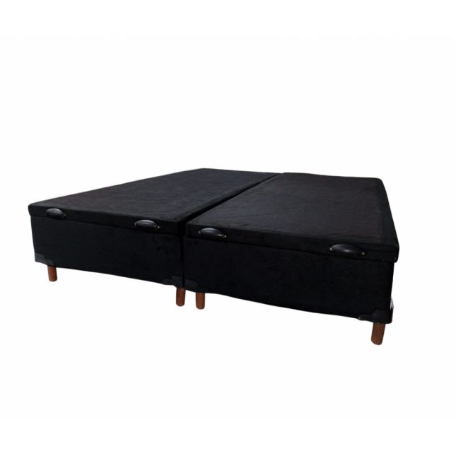 Box Baú Queen Bipartido Carioca Blindado 158x198x30 Suede Preto Bioflex