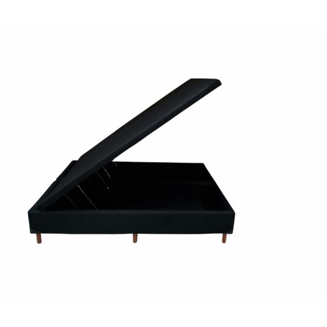 Box Baú Queen Bipartido Carioca Blindado 158x198x30 Suede Preto Bioflex