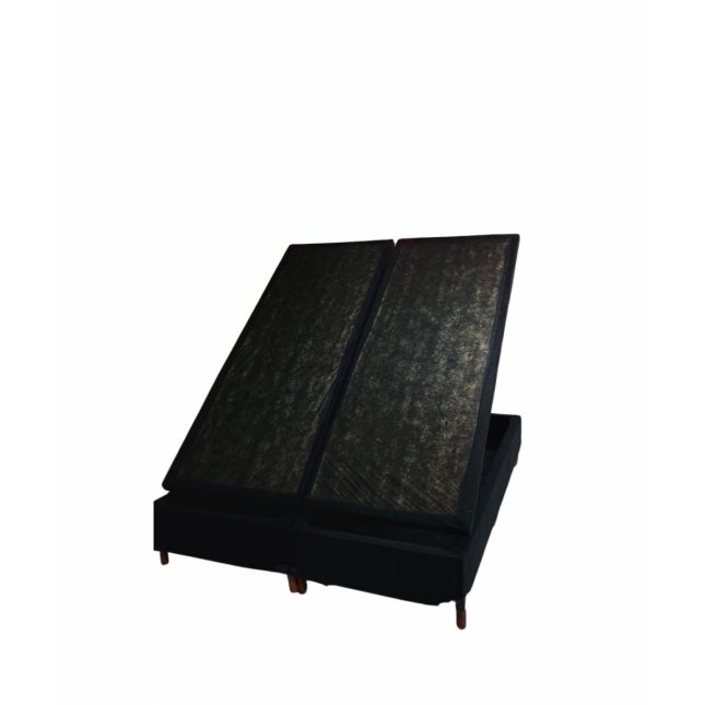 Box Baú Queen Bipartido Carioca Blindado 158x198x30 Suede Preto Bioflex