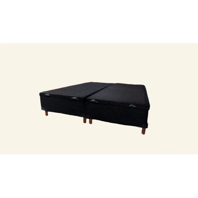 Box Baú King Bipartido Carioca Blindado 193x203x30 Suede Preto Bioflex