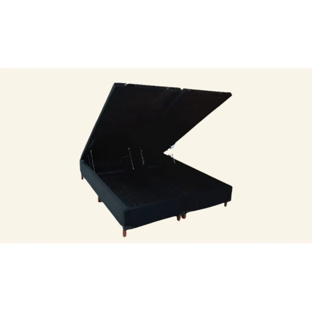 Box Baú King Bipartido Carioca Blindado 193x203x30 Suede Preto Bioflex