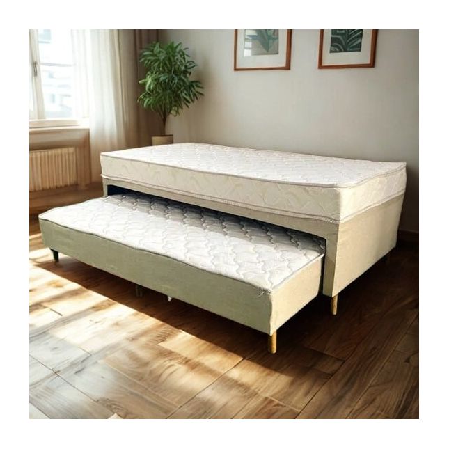 Colchobox Solteiro c/ cama Auxiliar Ortopédico D33 Premium 088x188x51 Bege Nosso Sonho